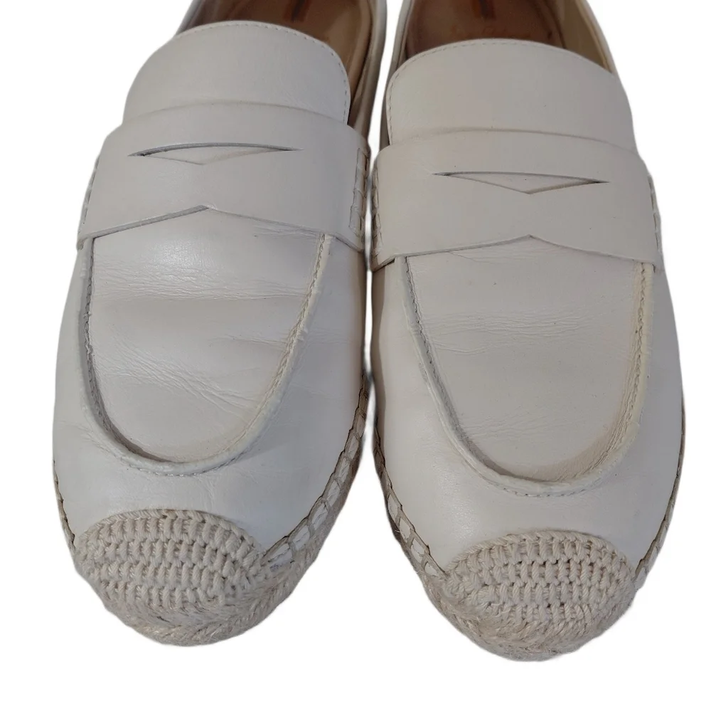 Sam Edelman Cream Espadrille Flats Women's Size 9.5 Leather Loafers